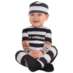 Amscan Lil' Law Breaker Prisoner Jail Outfit Infant Baby Cute Halloween Costume