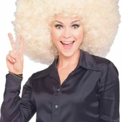 Rubies Super Afro Curly Blonde Disco Wig Adult Womens Halloween Costume 50681