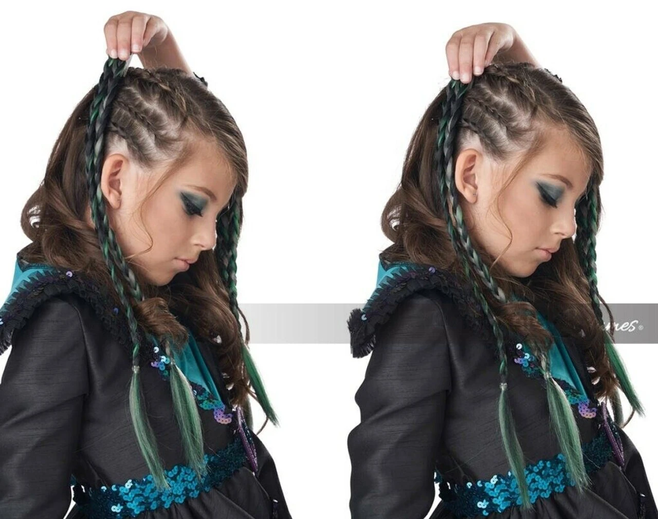 California Costumes Clip In Green Hair Braids Punk Halloween Accessory 7020-107 6 California Costumes Clip In Green Hair Braids Punk Halloween Accessory 7020-107 - Image 4