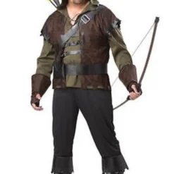 ADULT MENS PLUS SIZE ROBIN HOOD MEDIEVAL GOTHIC ARCHER FUN HALLOWEEN COSTUME 2XL
