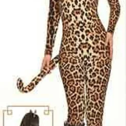 SEXY COUGAR ADULT WOMENS LEOPARD CATSUIT HALLOWEEN COSTUME JUNIORS S/M-XL