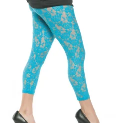 Underwraps Floral Lace Sheer Leggings Blue Adult Womens Halloween Costume 28410