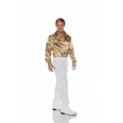Underwraps Brown Swirls Disco 70s Dance Shirt Adult Mens Halloween Costume 29837