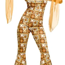 Fun World Disco Diva 60s 70s Jumpsuit Adult Womens Halloween Costume 124204