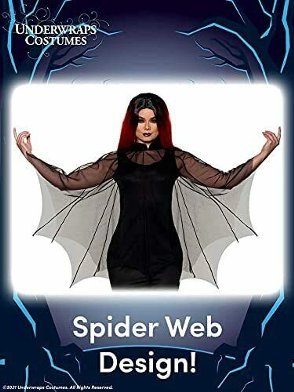 Underwraps Spiderweb Gothic Witch Magic Halloween Costume Sheer Poncho 30352 5 Underwraps Spiderweb Gothic Witch Magic Halloween Costume Sheer Poncho 30352 - Image 3