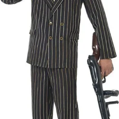 Smiffys Smiffy's Gold Pinstripe Gangster Adult Mens Mobster Halloween Costume 22414