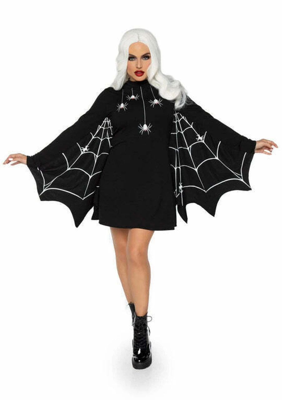 Leg Avenue Spider Jersey T Shirt Halloween Web Sleeves Costume Dress 86885/X 4 Leg Avenue Spider Jersey T Shirt Halloween Web Sleeves Costume Dress 86885/X - Image 2