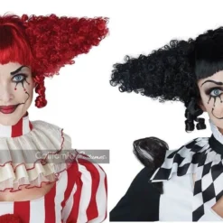 California Costumes Creepy Clown Red Black Halloween Costume Wig 70932 70933
