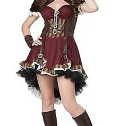 Adult Steampunk Girl Women Brass Emo Movie Goth Halloween Costume Cosplay 01281