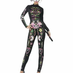 Smiffys Sugar Skull Cat Day Of The Dead Adult Womens Halloween Costume 43735