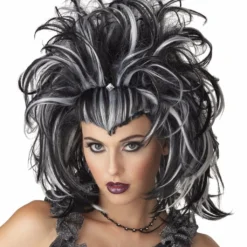 Morris Costumes Evil Sorceress Black White Womens Halloween Costume Wig 177153