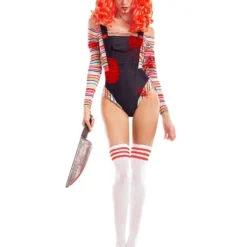 Party King Killer Doll Denim Romper Sexy Adult Womens Halloween Costume PK762
