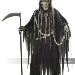 California Costumes Mr Grim Reaper Skull Scary Childrens Halloween Costume 00231