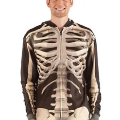 FAUX REAL SUBLIMATION SKELETON HALLOWEEN SCARY COSTUME OUTFIT ZIP UP SWEAT SHIRT