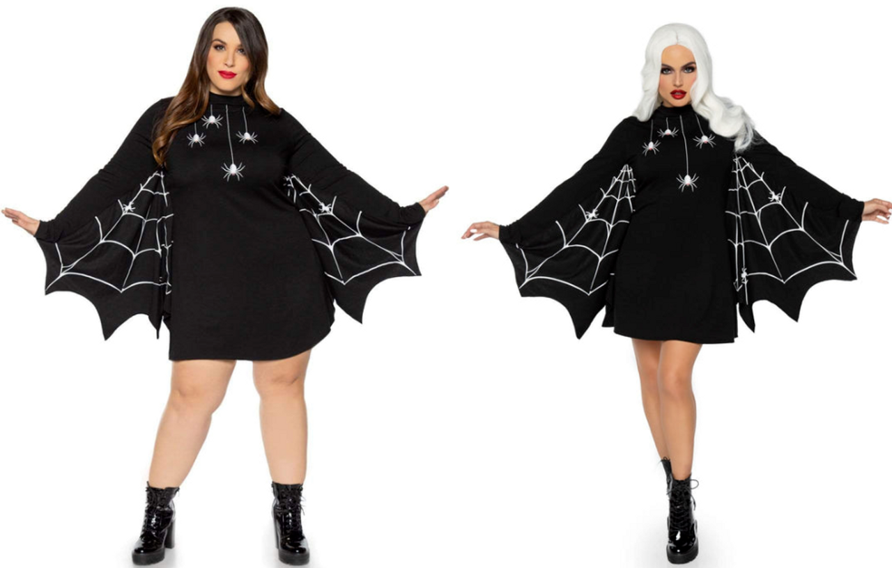 Leg Avenue Spider Jersey T Shirt Halloween Web Sleeves Costume Dress 86885/X 3 Leg Avenue Spider Jersey T Shirt Halloween Web Sleeves Costume Dress 86885/X