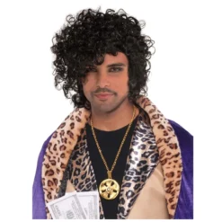 Amscan Pop Icon Prince Curly Black Hair Wig Celeb Halloween Costume Accessory