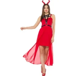 Karnival Lady Devil Evil Pentagram Satan Horns Women's Halloween Costume 84229