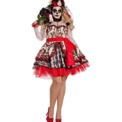 Party King La Novia Day Of The Dead Skull Plus Adult Halloween Costume PK843XL