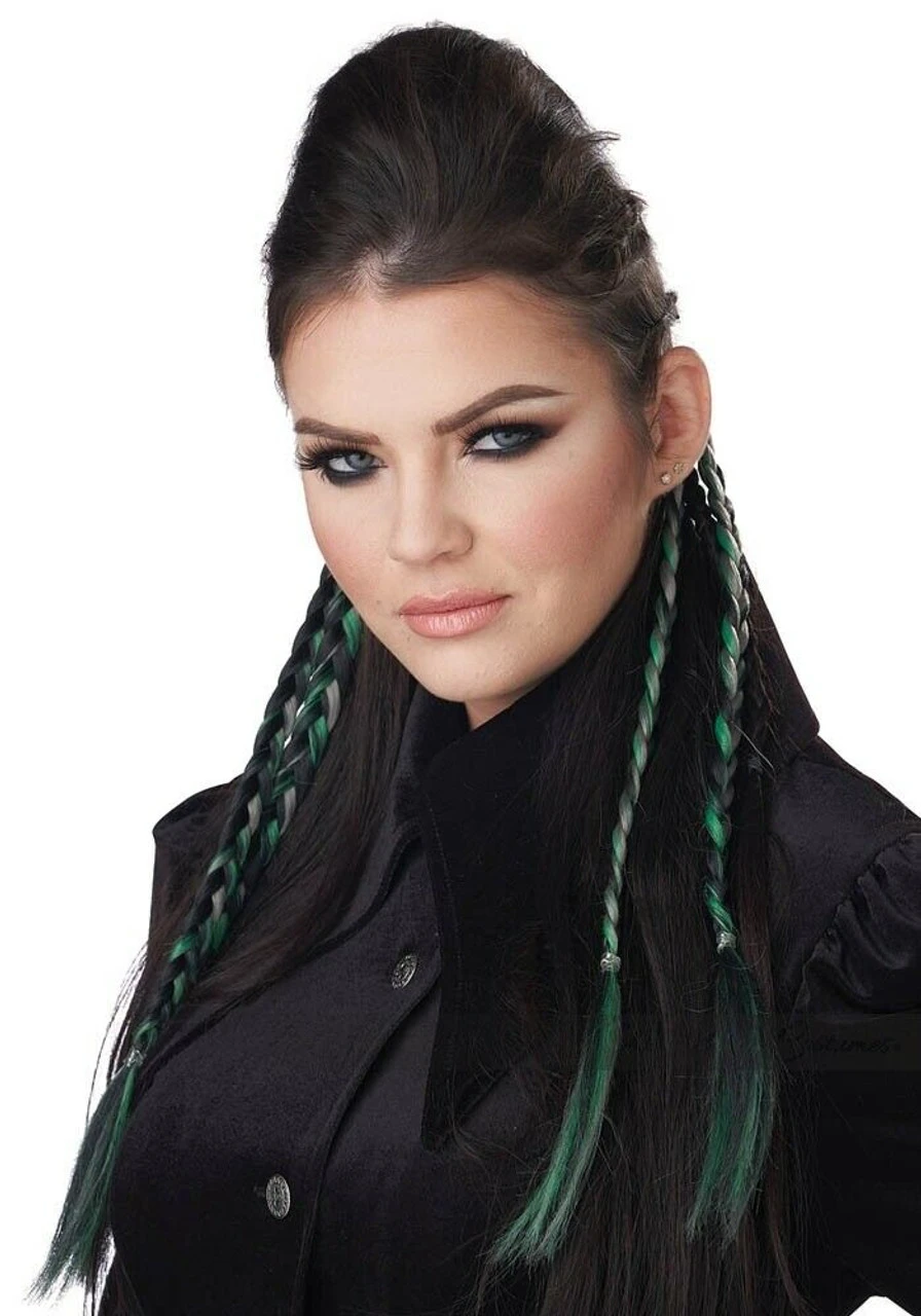 California Costumes Clip In Green Hair Braids Punk Halloween Accessory 7020-107 3 California Costumes Clip In Green Hair Braids Punk Halloween Accessory 7020-107
