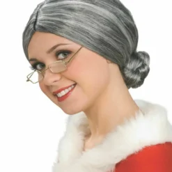 Rubies Old Lady Grandma Mrs. Claus Grey Bun Wig Adult Halloween Costume 50830