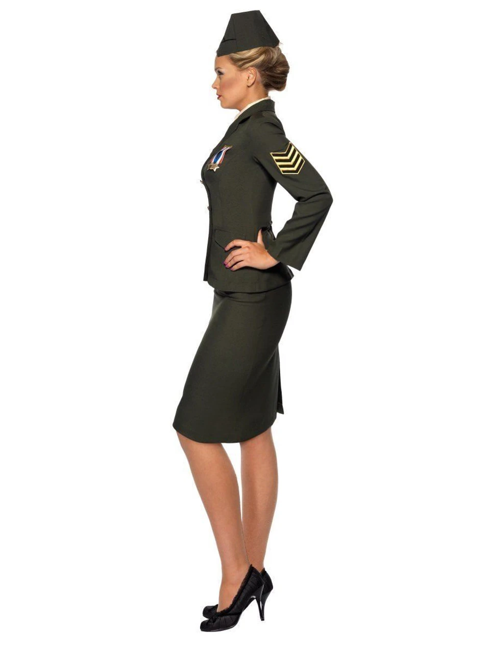Smiffys Wartme Officer Army Military Green Adult Womens Halloween Costume 35335 4 Smiffys Wartme Officer Army Military Green Adult Womens Halloween Costume 35335 - Image 2