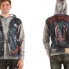 FAUX REAL SUBLIMATION BIKER GANG HALLOWEEN SCARY COSTUME OUTFIT ZIP SWEAT SHIRT