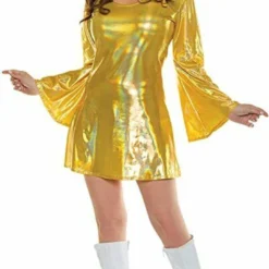 Underwraps Disco 70s Gold Dress GoGo Dance Adult Womens Halloween Costume 30144