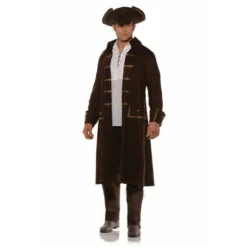 Undwraps Pirate Captain Coat Hat Set Brown Adult Mens Halloween Costume 28668