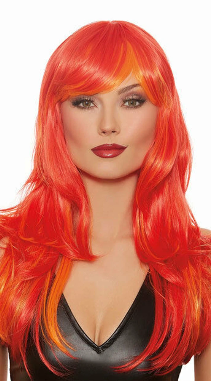 Dreamgirl Long Straight Layered Flame Red Wig Halloween Costume Accessory 11389 4 Dreamgirl Long Straight Layered Flame Red Wig Halloween Costume Accessory 11389 - Image 2
