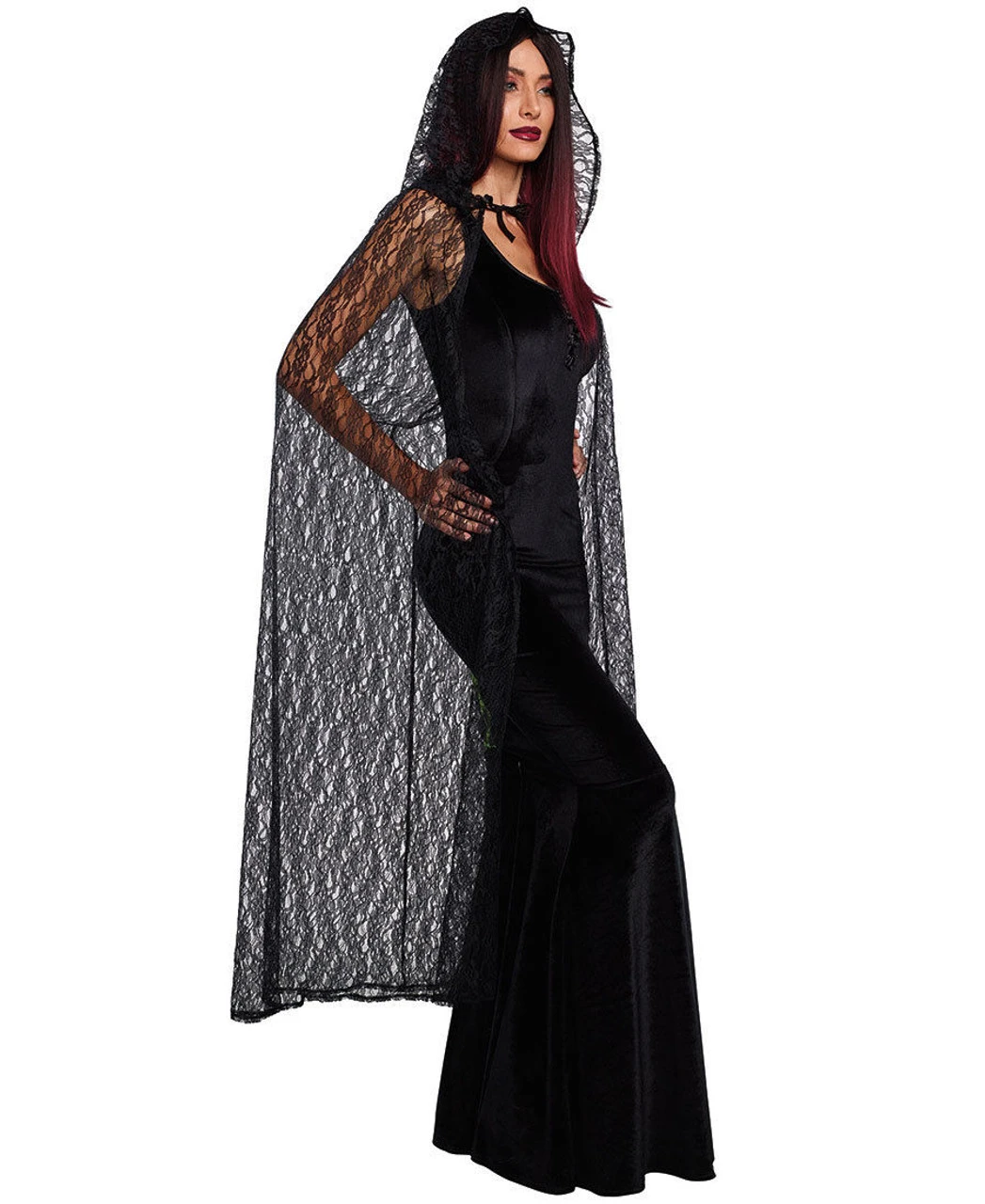 Dreamgirl Black Lace Hooded Gothic Cape Adult Womens Halloween Costume 11192 5 Dreamgirl Black Lace Hooded Gothic Cape Adult Womens Halloween Costume 11192 - Image 3