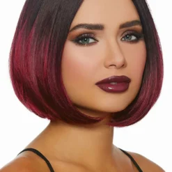 Dreamgirl Burgundy Ombre Mid-Length Bob Wig Halloween Costume Accessory 11319