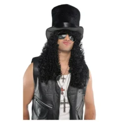Amscan Headbanger Slash Curly Black Wig Adult Mens Halloween Costume 840808