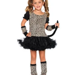 LEG AVENUE Girls Little Leopard Cat Catsuit Dress Halloween Child Costume Juniors Xs-L