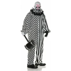 Underwraps Chaos Clown Checkered Striped Adult Mens Halloween Costume 30187