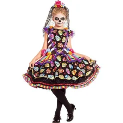 Party King Sugar Skull Senorita Day Of The Dead Childs Halloween Costume PK769C