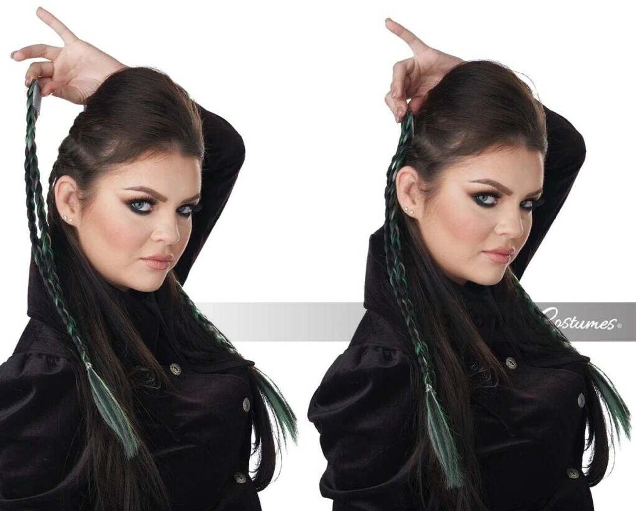 California Costumes Clip In Green Hair Braids Punk Halloween Accessory 7020-107 4 California Costumes Clip In Green Hair Braids Punk Halloween Accessory 7020-107 - Image 2