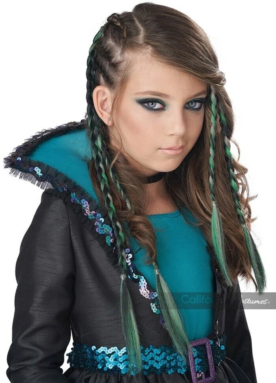 California Costumes Clip In Green Hair Braids Punk Halloween Accessory 7020-107 5 California Costumes Clip In Green Hair Braids Punk Halloween Accessory 7020-107 - Image 3