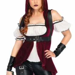 Leg Avenue Rebel Red Huntress Hooded Sexy Adult Womens Halloween Costume 86672