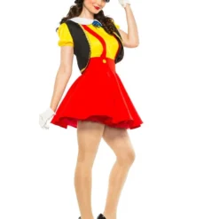 Seeing Red Wooden Puppet Womens Pinocchio Dress Adult Sexy Halloween Costume